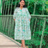 Cream & Green Floral Cotton Silk A-Line Kurta -PAK003
