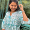 Cream & Green Floral Cotton Silk A-Line Kurta -PAK003